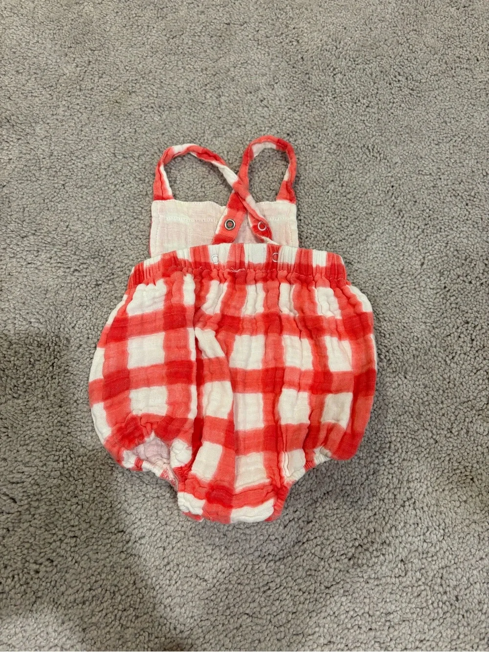 Angel Dear Red and White Gingham Baby muslin romper